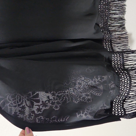 Peck & Peck Burnout Velvet Fringe Floral Leopard Kimono / Robe Sz L - Picture 7 of 15